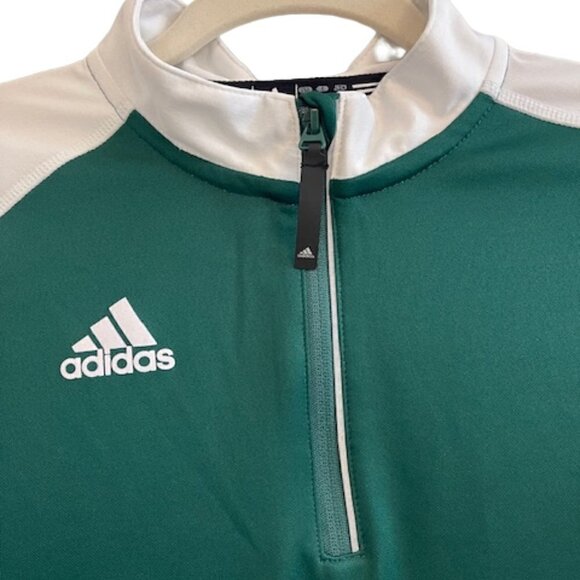 Men's Adidas Green, White Long-Sleeve Quarter-Zip Shirt, Size Small - Picture 3 of 8